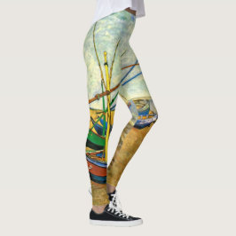 Van Gogh Fiskebåtar på stranden vid Saintes Maries Leggings