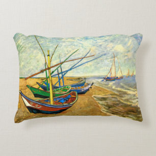 Van Gogh Fiskebåtar på stranden vid Saintes Maries Prydnadskudde