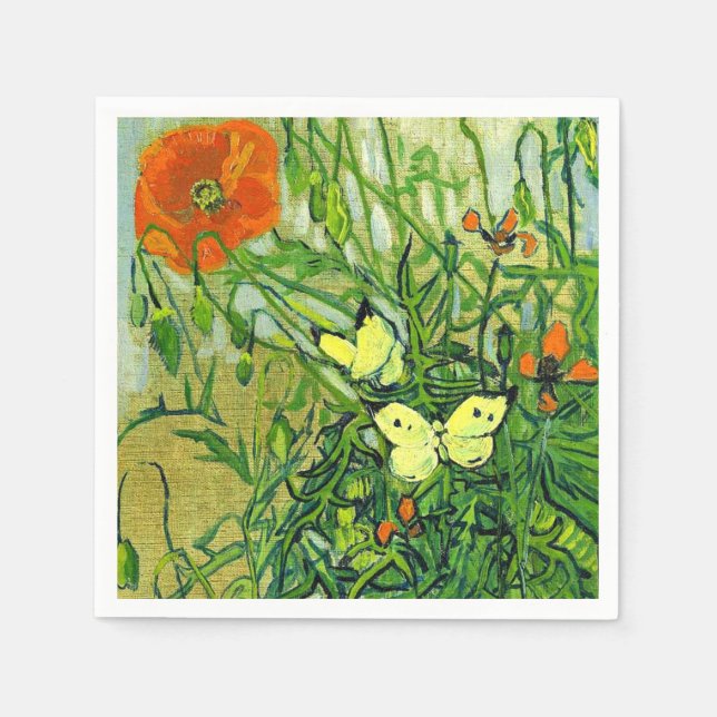 Van Gogh - Fjärilar och Vallmo Pappersservett (Framsidan)
