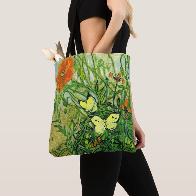 Van Gogh - Fjärilar och Vallmo Tygkasse (Närbild)