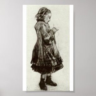 Van Gogh - flickaanseende, handarbete Poster