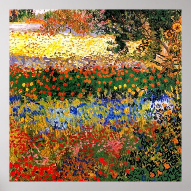Van Gogh - Flower Garden, fine art painting, Poster (Framsidan)