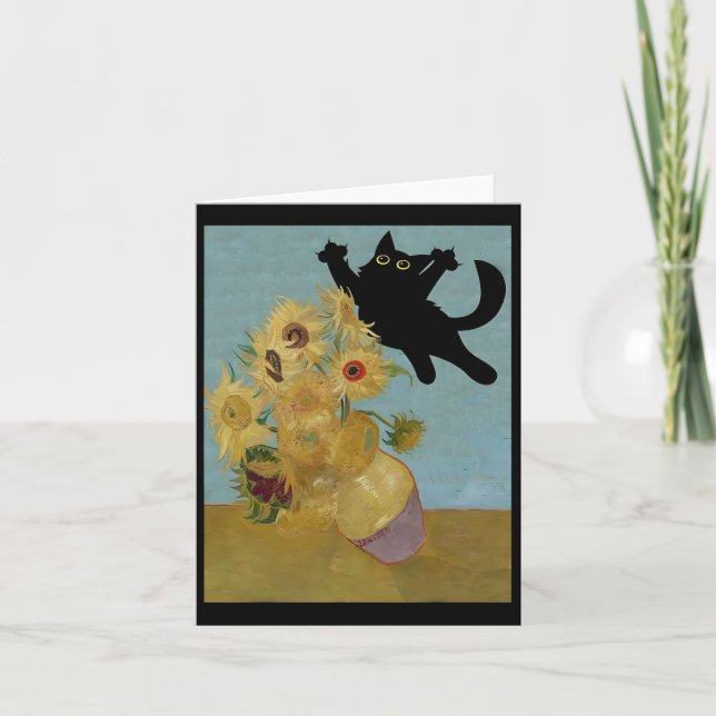 Van Gogh Flowers Cat Sunblommor Kort (Framsida)