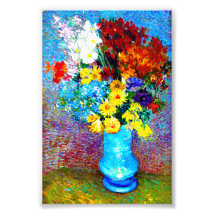 Van Gogh Flowers i Blå Vas Fototryck