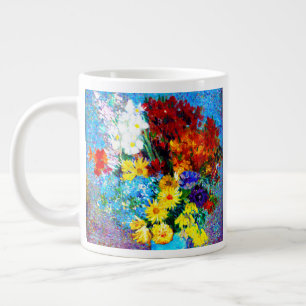 Van Gogh Flowers i Blå Vas Jumbo Mugg