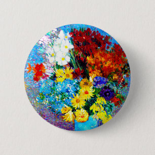 Van Gogh Flowers i Blå Vas Knapp