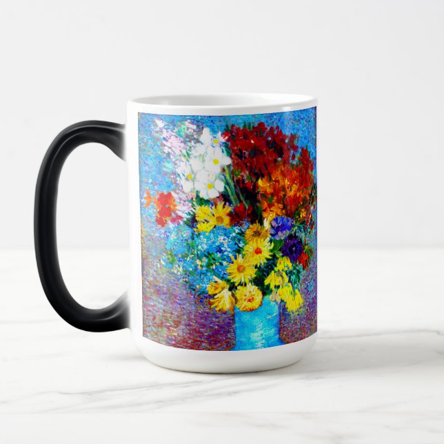 Van Gogh Flowers i Blå Vas Magisk Mugg (Vänster)