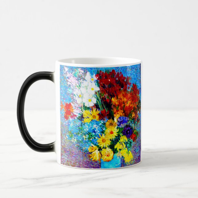 Van Gogh Flowers i Blå Vas Magisk Mugg (Vänster)