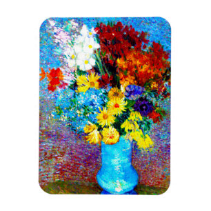 Van Gogh Flowers i Blå Vas Magnet