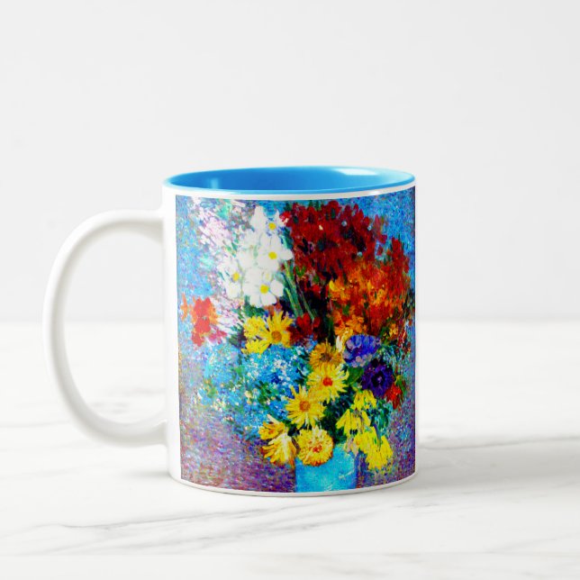 Van Gogh Flowers i Blå Vas Två-Tonad Mugg (Vänster)