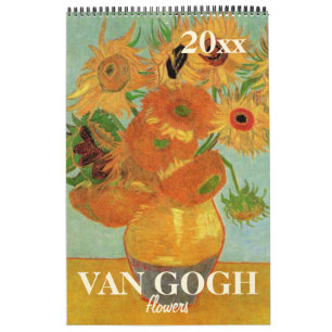 Van Gogh Flowers med solblommor, Poppies, Irises Kalender