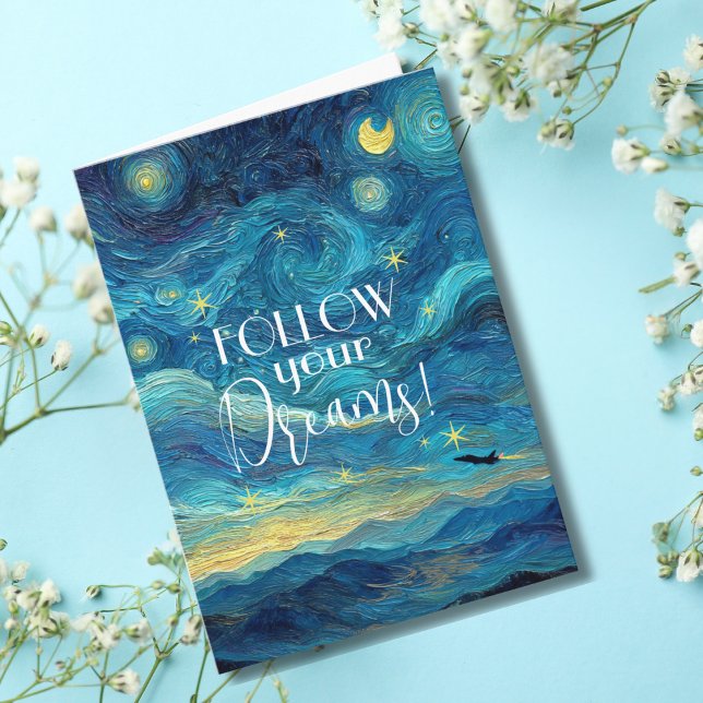 Van Gogh Följ Din Dröm Flygplan Grattis Kort (Skapare uppladdad)