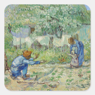 Van Gogh-första steg målning Fyrkantigt Klistermärke