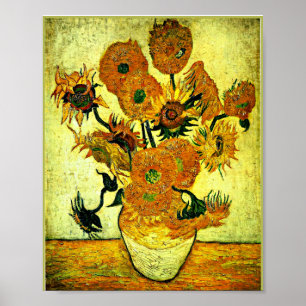 Van Gogh - Fortfarande Life Vas med 14 solblommor Poster