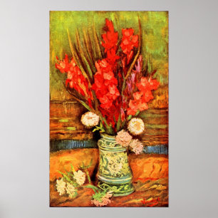 Van Gogh - Fortfarande liv med röda gladiolas Poster