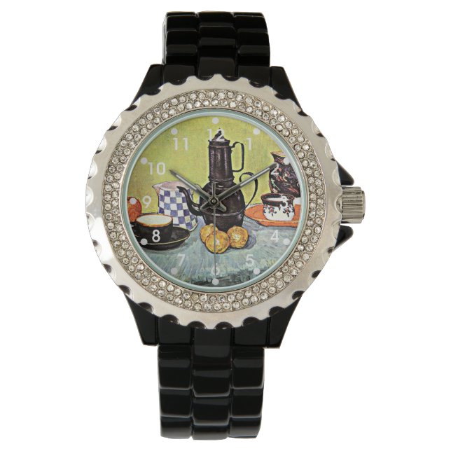 Van Gogh: Fortfarande livet med Blue Enamel Coffep Armbandsur (Framsida)