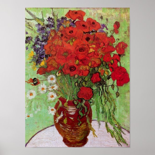 Van Gogh - Fortfarande Röda poppies och Daisy Poster (Framsidan)