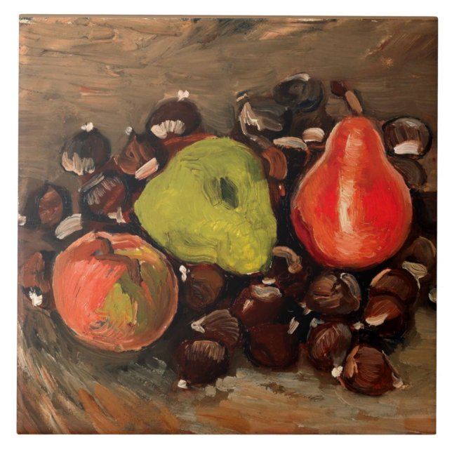 Van Gogh - Fortsatt liv med frukt och kastanjer Kakelplatta (Framsidan)