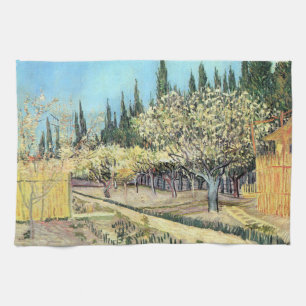 Van Gogh Fruktträdgården i blom, kantad av cypress Kökshandduk