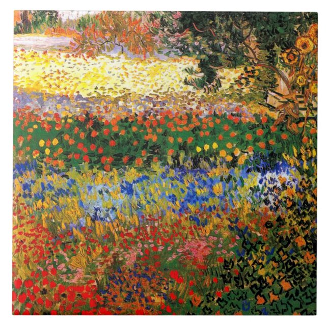 Van Gogh - Garden at Arles (även känt som Blommar  Kakelplatta (Framsidan)