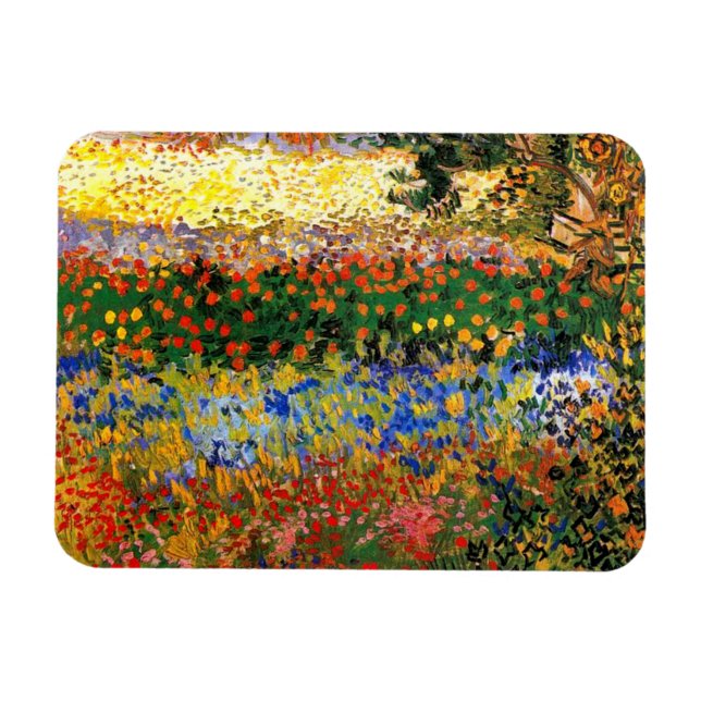Van Gogh - Garden at Arles (även känt som Blommar  Magnet (Horisontell)