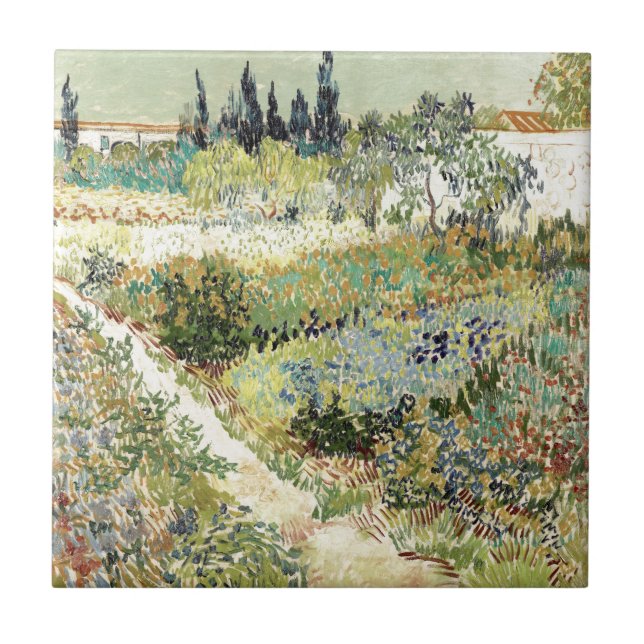 Van Gogh Garden vid Arles 1888 Kakelplatta (Framsidan)