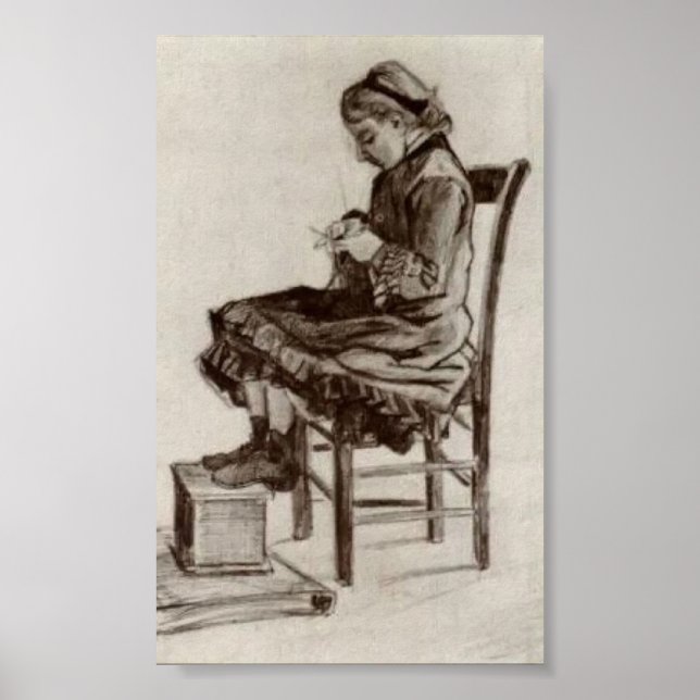 Van Gogh - Girl Sitta, Knitting Poster (Framsidan)