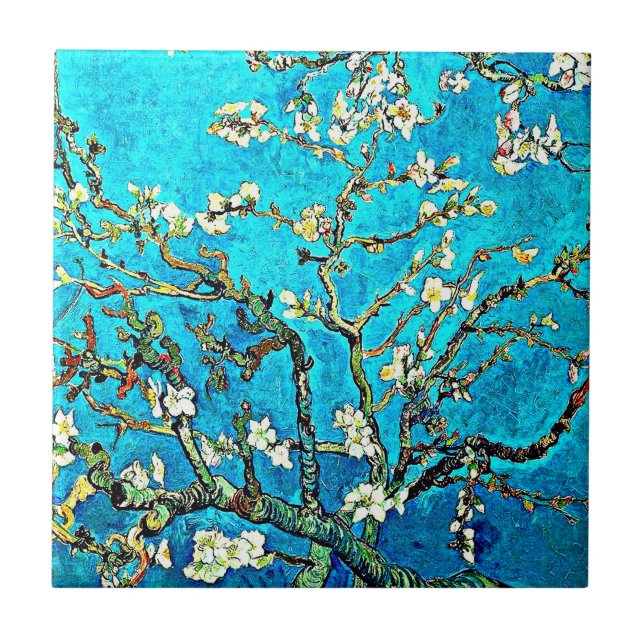 Van Gogh - Grenar med Almond Blommars Kakelplatta (Framsidan)
