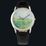 Van Gogh. Grönt Wheat Fält Auvers. Impressionism Armbandsur<br><div class="desc">Van Gogh "Grönt Wheat Fält,  Auvers" klocka.</div>