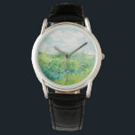 Van Gogh. Grönt Wheat Fält Auvers. Impressionism Armbandsur<br><div class="desc">Van Gogh "Grönt Wheat Fält,  Auvers" klocka.</div>