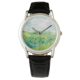 Van Gogh. Grönt Wheat Fält Auvers. Impressionism Armbandsur