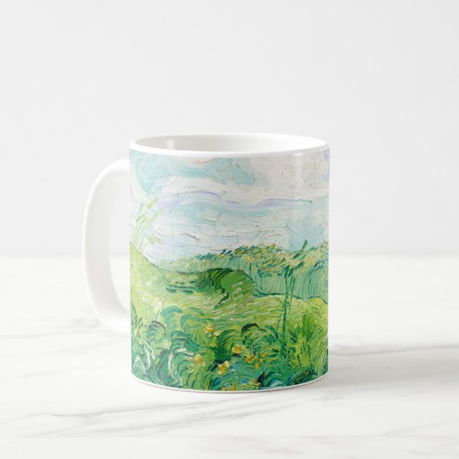 Van Gogh Grönt Wheat Fält Auvers. Impressionism Kaffemugg (Framsida vänster)