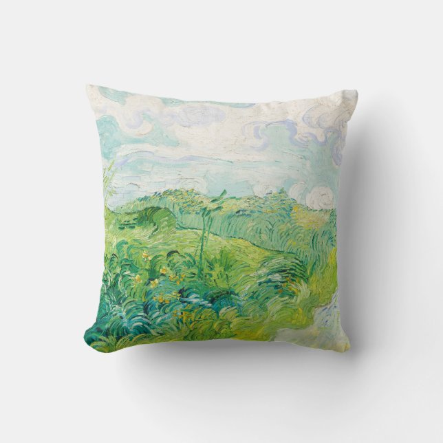 Van Gogh Grönt Wheat Fält Auvers. Impressionism Kudde (Framsida)