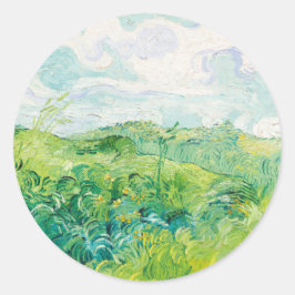 Van Gogh. Grönt Wheat Fält Auvers. Impressionism Runt Klistermärke