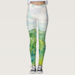 Van Gogh Grönt Wheat Fält Auvers. Impressionist Leggings<br><div class="desc">Van Gogh "Grönt Wheat Fält,  Auvers". Greenery Impressionist art.</div>
