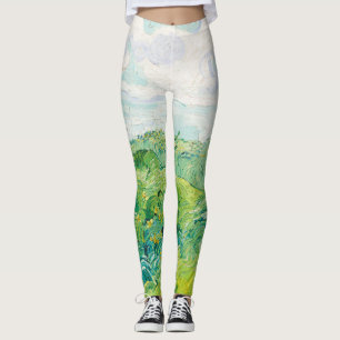 Van Gogh Grönt Wheat Fält Auvers. Impressionist Leggings