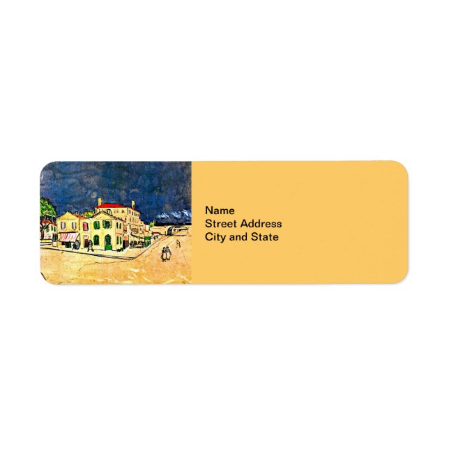 Van Gogh: Gult House (Vincent House) Returadress Etikett (Framsidan)