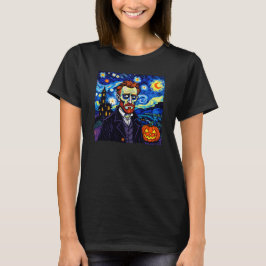 Van Gogh Halloween Porträtt - Starry Natt med Pu T Shirt