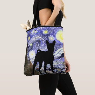 Van Gogh hänger lös den Starry natten med Basenj Tygkasse