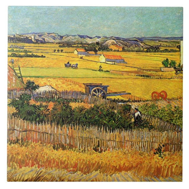 Van Gogh - Harvest at La Crau Kakelplatta (Framsidan)