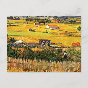 Van Gogh - Harvest at La Crau with Montmajour Vykort