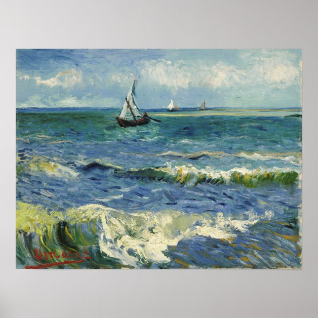 Van Gogh - Havsutsikt vid Les Saintes-Maries-De-La Poster (Framsidan)