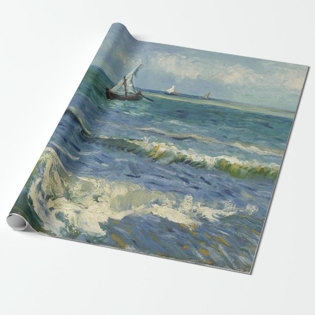 Van Gogh havsutsikt vid Saintes Maries de la Mer Presentpapper (Utrullad)