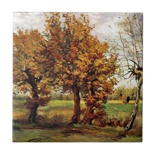 Van Gogh - Höstlandskap med fyra träd Kakelplatta