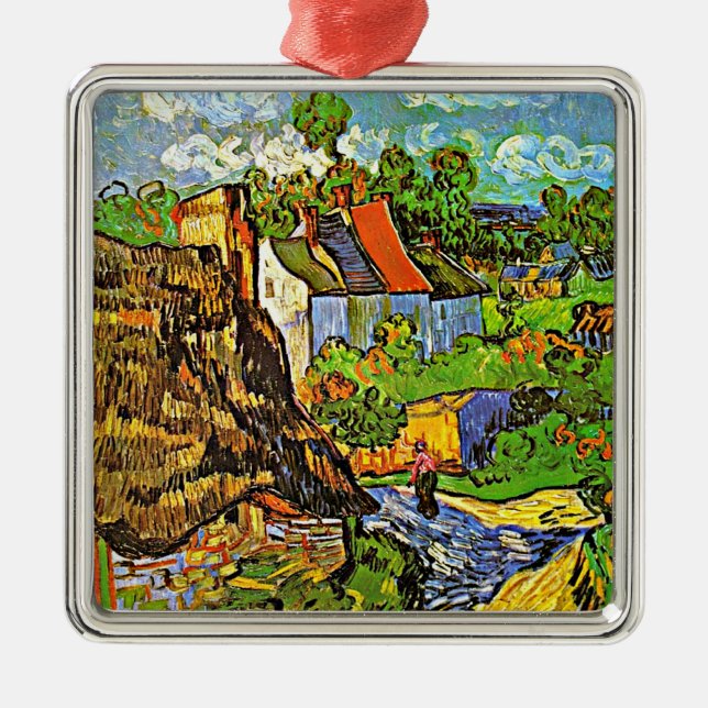 Van Gogh - Houses in Auvers, berömd-tavla, Julgransprydnad Metall (Framsidan)