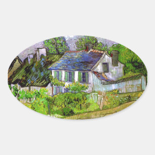 Van Gogh - Houses in Auvers Ovalt Klistermärke