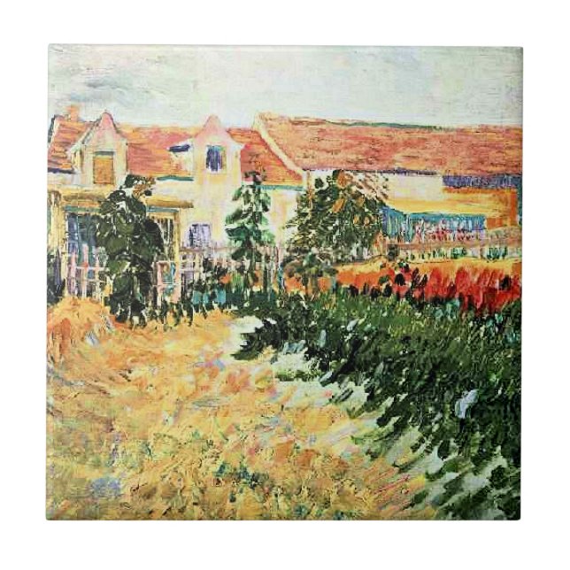 Van Gogh - Hus med solrosor Kakelplatta (Framsidan)