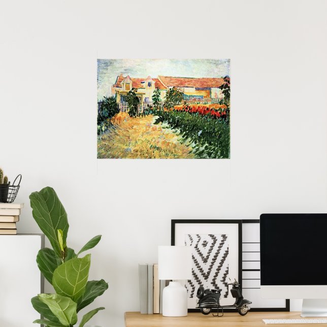 Van Gogh - Hus med solrosor Poster (Hemmakontoret)