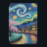 Van Gogh i Kyoto iPad Mini Skydd<br><div class="desc">En livfull digital fusion mellan Vincent van Goghs "Starry Night" stil med traditionell japansk arkitektur och körsbärssystem,  som reflekterar snurrande himmel över en serenflodscen.</div>