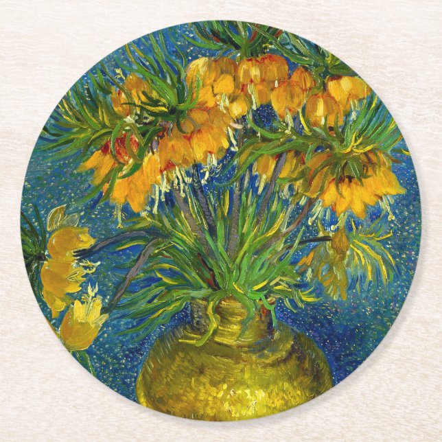 Van Gogh Imperial Fritillaries  Underlägg Papper Rund (Framsidan)